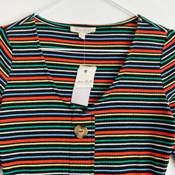 Ultra Flirt Womens Bodycon Dress Franklin Stripe, Knee Length, XS - Picture 2 of 12